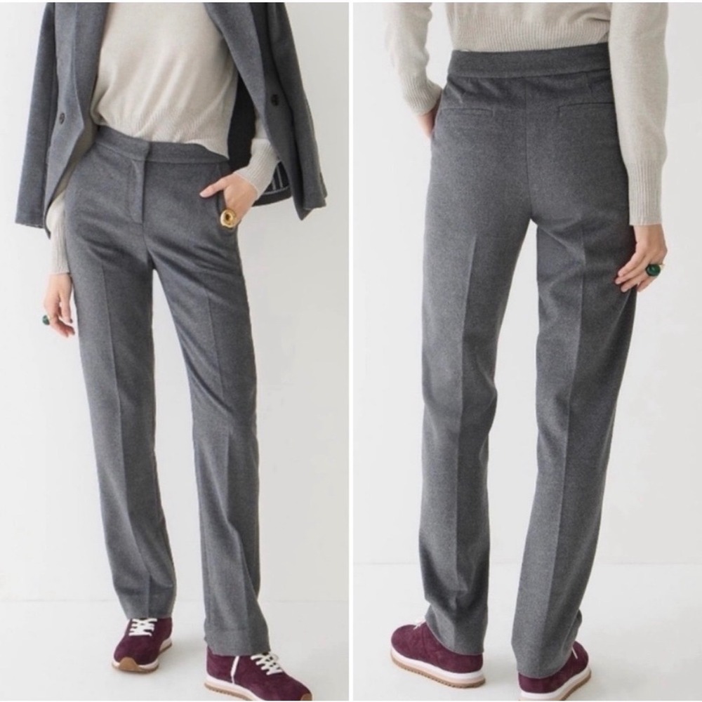 J.Crew Kate Straight Leg Pants Womens 6 Gray Wool Blend High Rise BK258 FA22